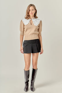ENGLISH FACTORY - Collared Knit Sweater - SWEATERS & KNITS available at Objectrare