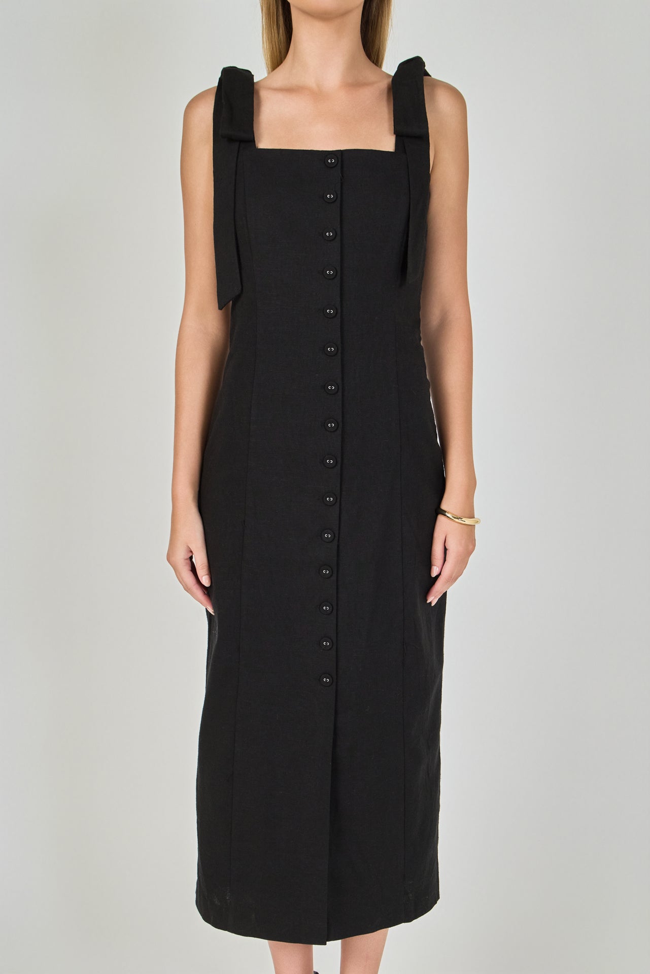 ENDLESS ROSE - Celeste Linen Bow Tie Maxi Dress - DRESSES available at Objectrare