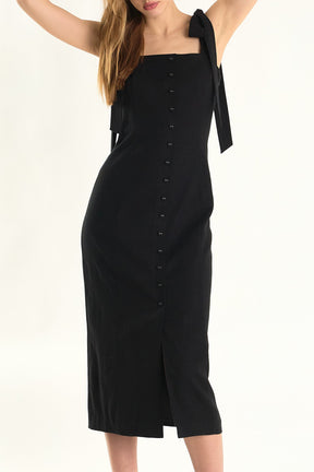 ENDLESS ROSE - Celeste Linen Bow Tie Maxi Dress - DRESSES available at Objectrare