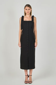 ENDLESS ROSE - Celeste Linen Bow Tie Maxi Dress - DRESSES available at Objectrare