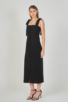 ENDLESS ROSE - Celeste Linen Bow Tie Maxi Dress - DRESSES available at Objectrare