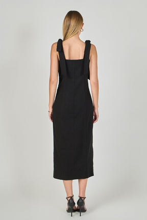 ENDLESS ROSE - Celeste Linen Bow Tie Maxi Dress - DRESSES available at Objectrare