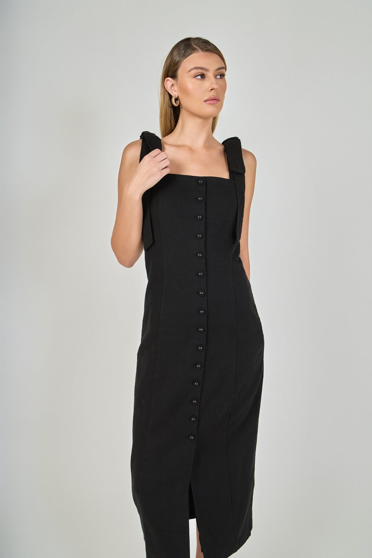ENDLESS ROSE - Celeste Linen Bow Tie Maxi Dress - DRESSES available at Objectrare