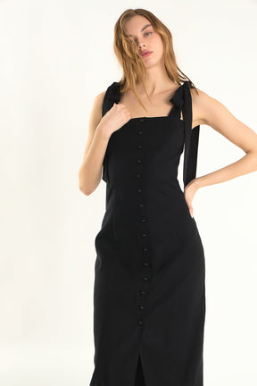 ENDLESS ROSE - Celeste Linen Bow Tie Maxi Dress - DRESSES available at Objectrare