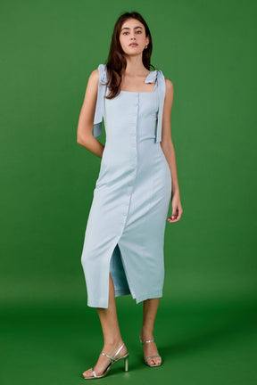 ENDLESS ROSE - Linen Buttoned Maxi Dress - DRESSES available at Objectrare