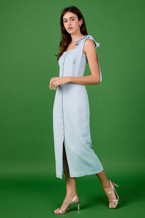 ENDLESS ROSE - Linen Buttoned Maxi Dress - DRESSES available at Objectrare