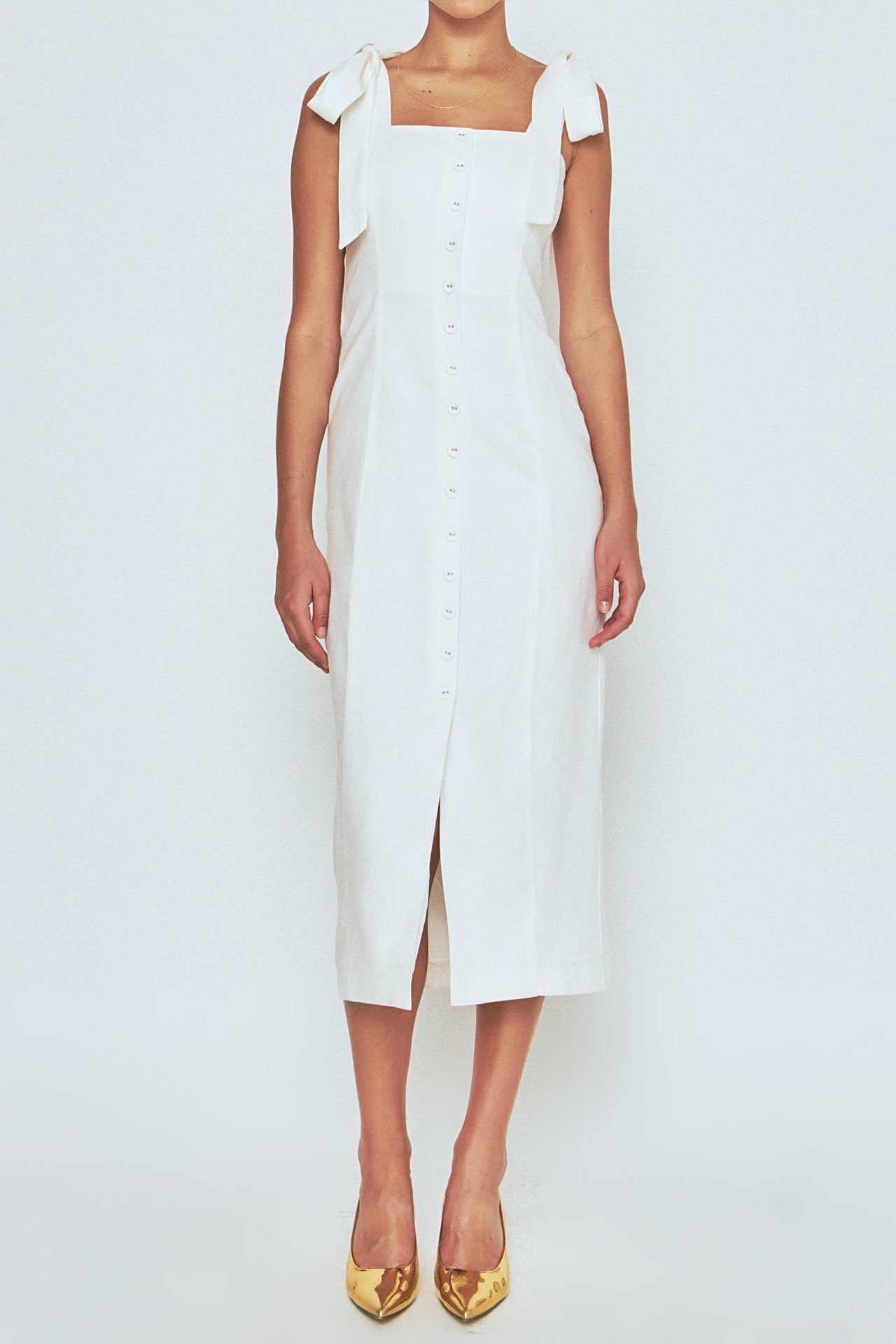 ENDLESS ROSE - Linen Buttoned Maxi Dress - DRESSES available at Objectrare