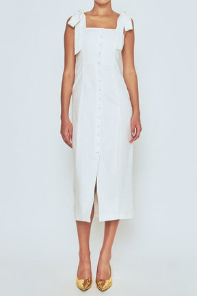 ENDLESS ROSE - Linen Buttoned Maxi Dress - DRESSES available at Objectrare