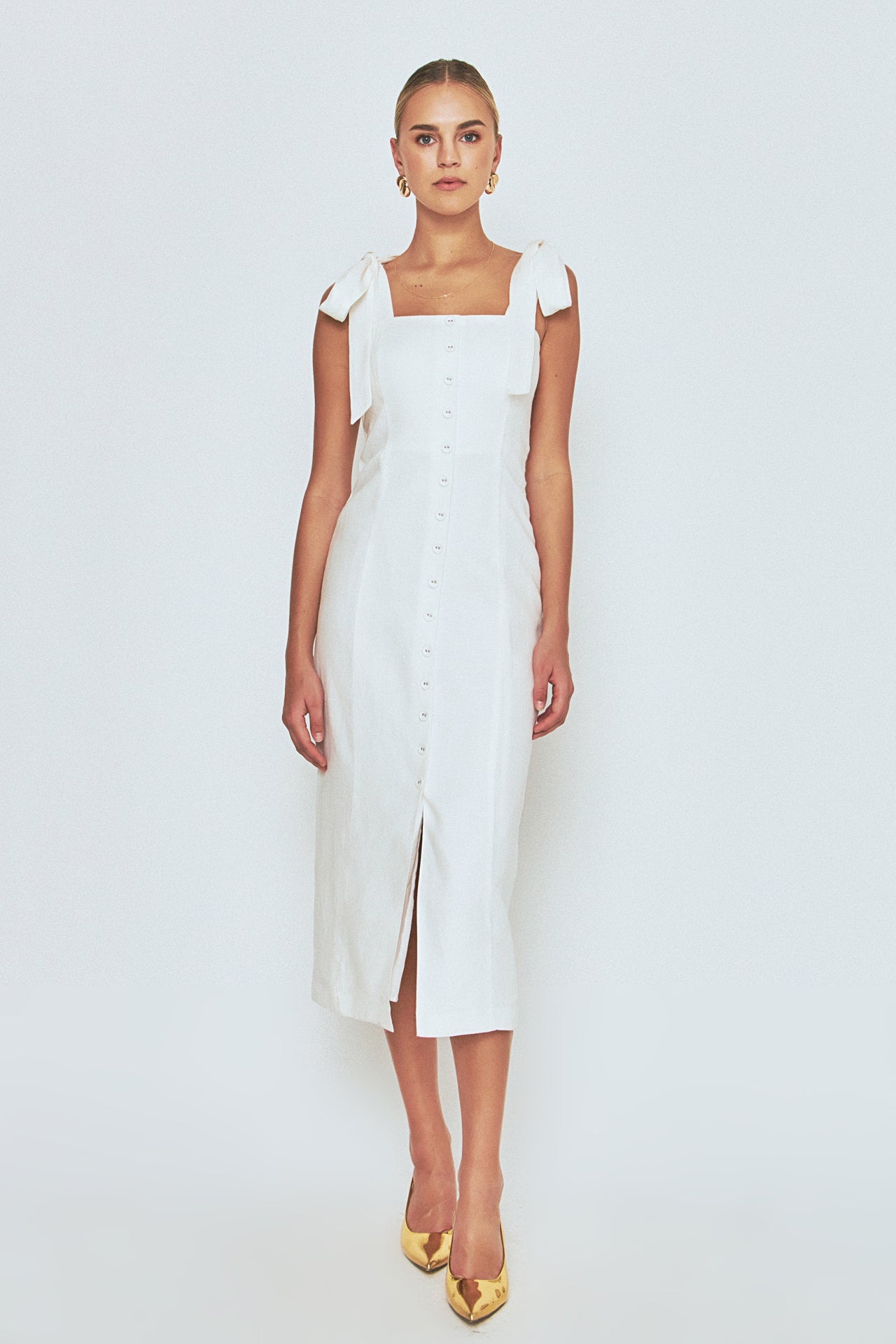 ENDLESS ROSE - Linen Buttoned Maxi Dress - DRESSES available at Objectrare