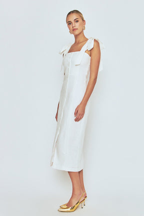 ENDLESS ROSE - Linen Buttoned Maxi Dress - DRESSES available at Objectrare