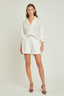 ENDLESS ROSE - Print Foil Collared Shirt - SHIRTS & BLOUSES available at Objectrare