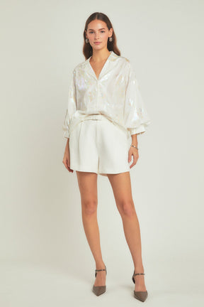 ENDLESS ROSE - Print Foil Collared Shirt - SHIRTS & BLOUSES available at Objectrare