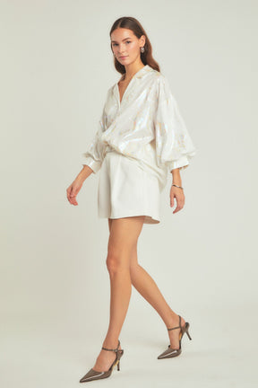 ENDLESS ROSE - Print Foil Collared Shirt - SHIRTS & BLOUSES available at Objectrare