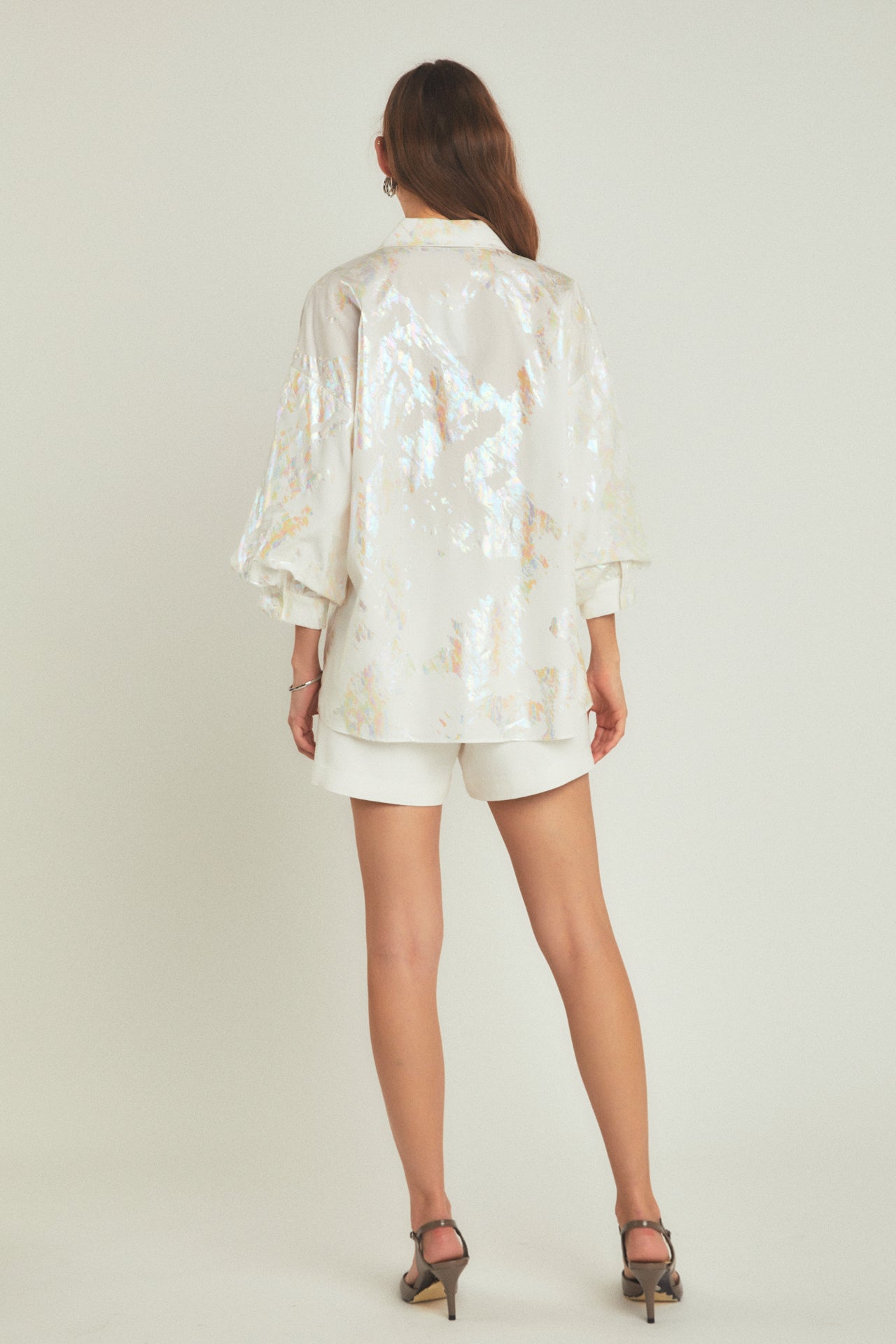 ENDLESS ROSE - Print Foil Collared Shirt - SHIRTS & BLOUSES available at Objectrare