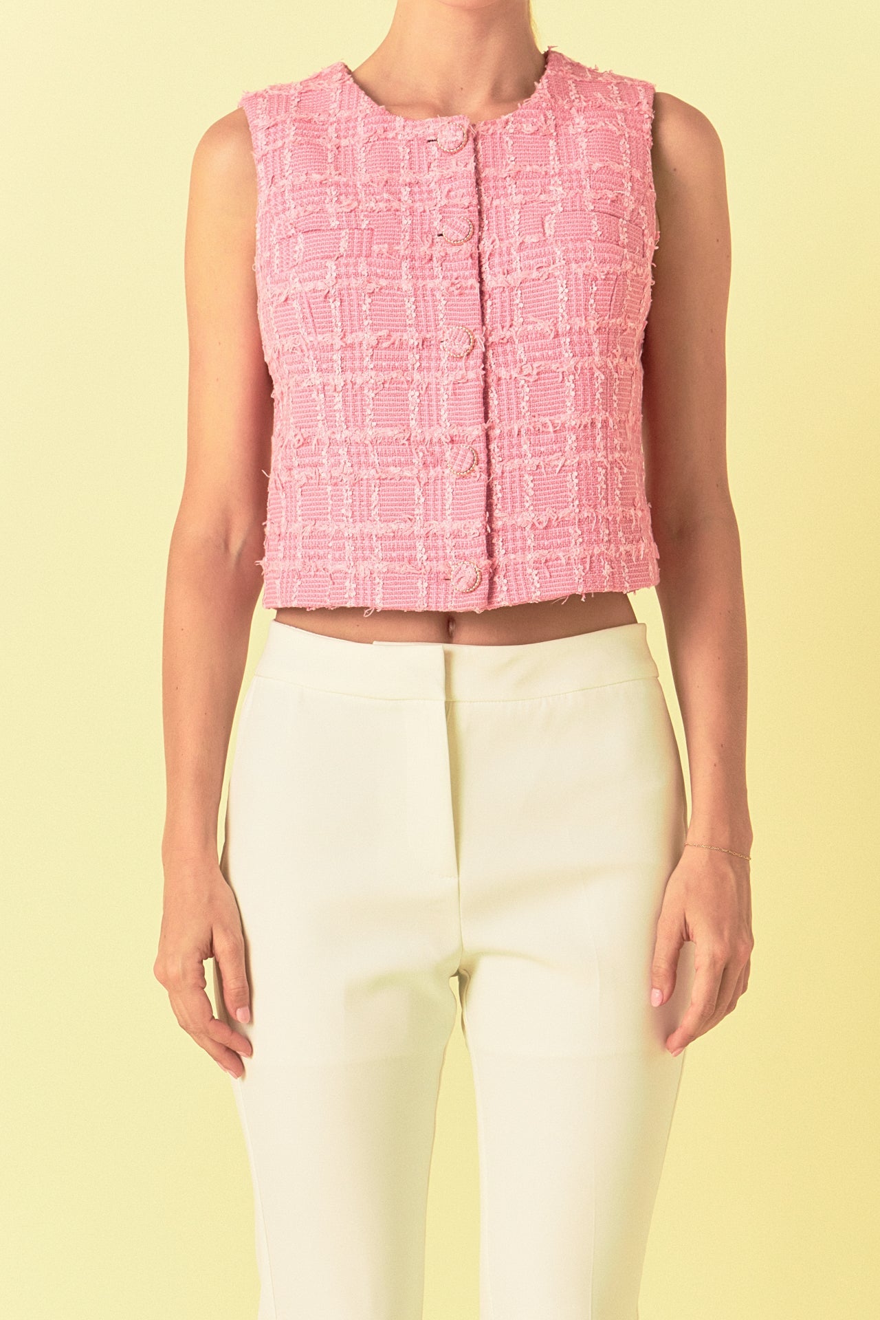 ENDLESS ROSE - Tweed Shirt Vest - VESTS available at Objectrare