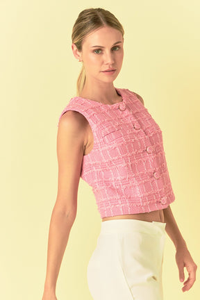 ENDLESS ROSE - Tweed Shirt Vest - VESTS available at Objectrare