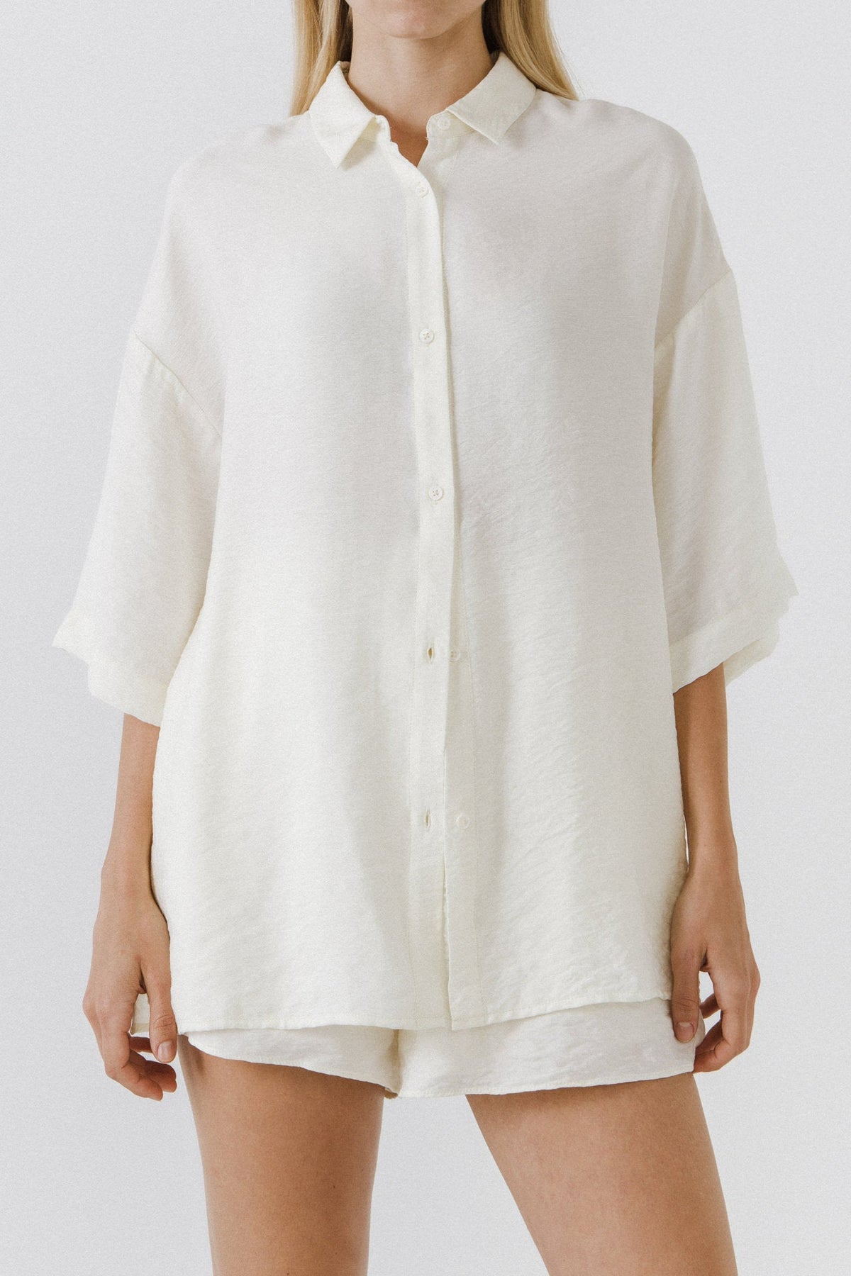 GREY LAB - Oversized Linen Button Up Shirt - TOPS available at Objectrare