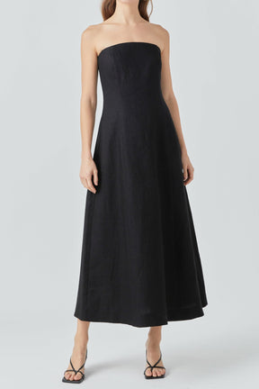 ENDLESS ROSE - Whitney Linen Strapless Dress - DRESSES available at Objectrare