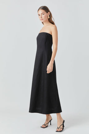 ENDLESS ROSE - Whitney Linen Strapless Dress - DRESSES available at Objectrare