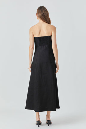 ENDLESS ROSE - Whitney Linen Strapless Dress - DRESSES available at Objectrare