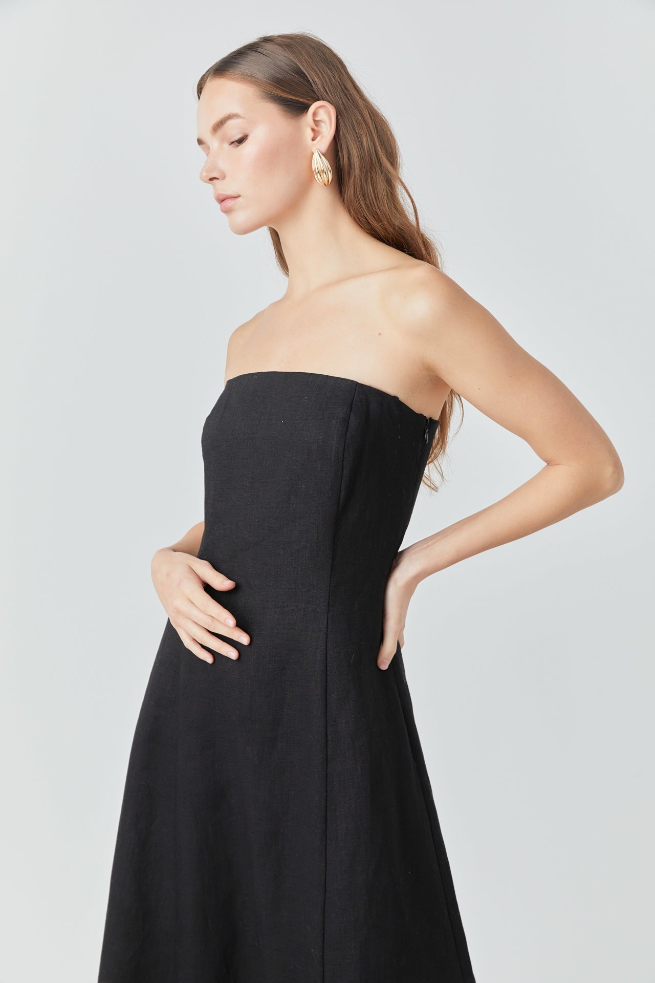 ENDLESS ROSE - Whitney Linen Strapless Dress - DRESSES available at Objectrare