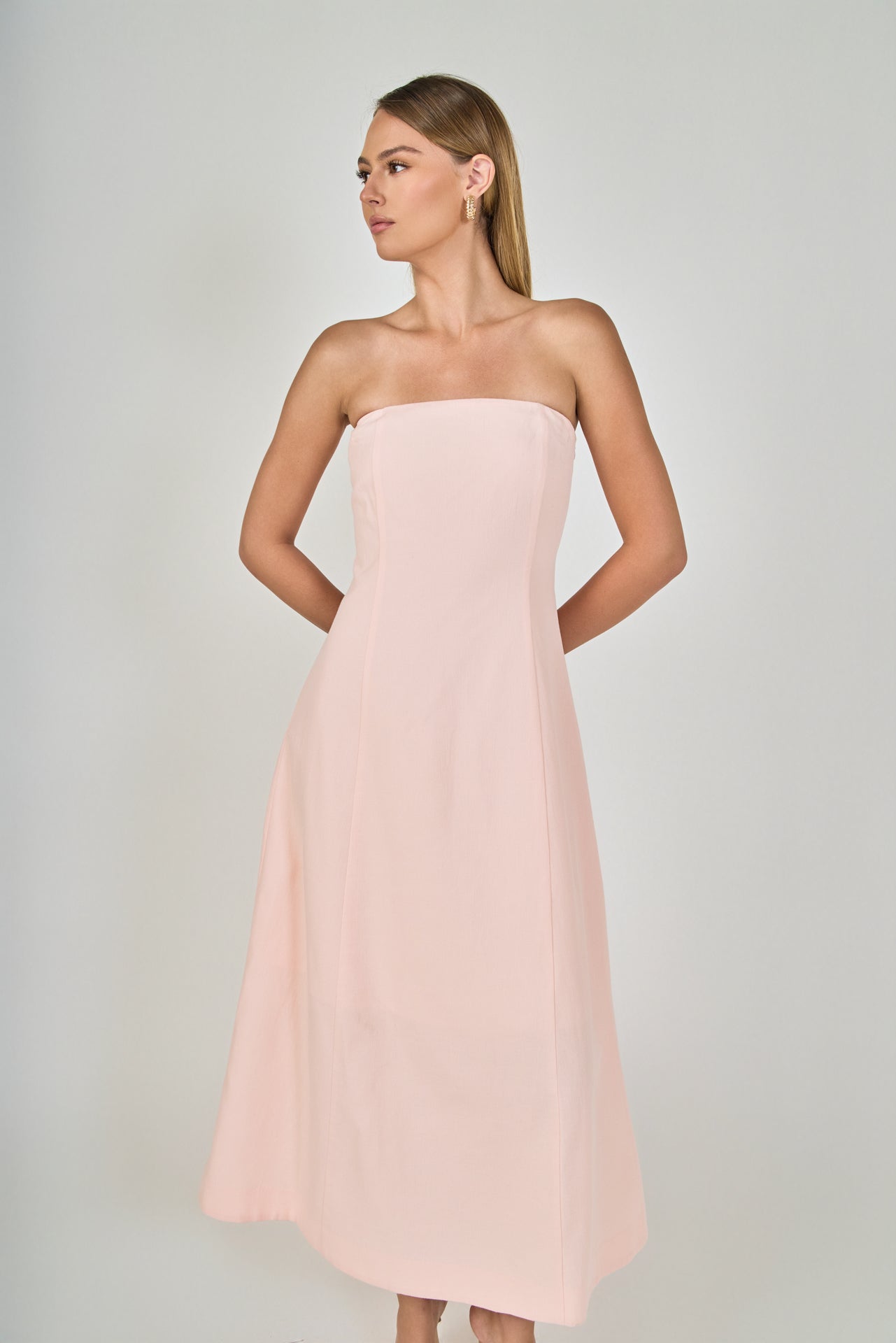 ENDLESS ROSE - Whitney Linen Strapless Dress - DRESSES available at Objectrare