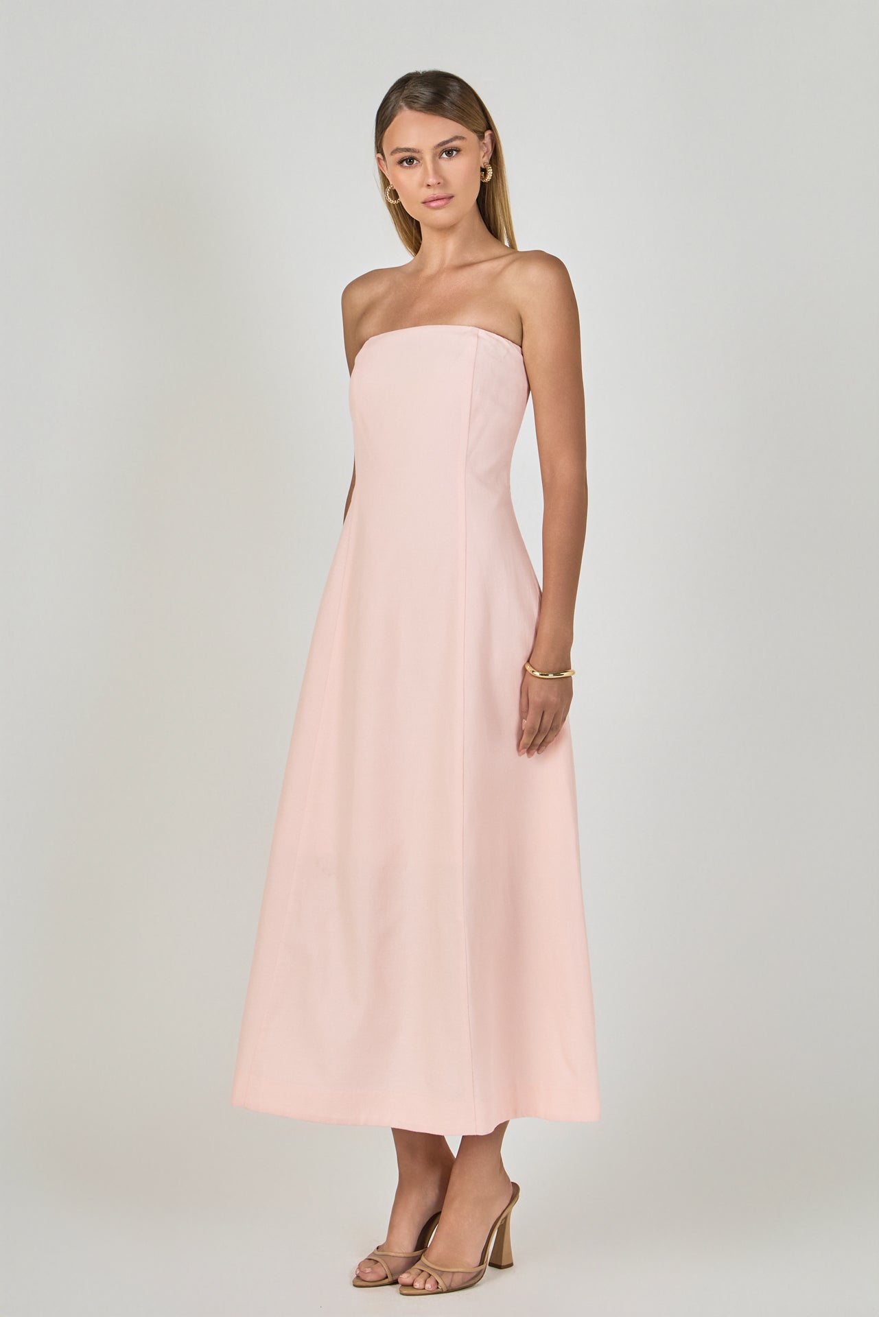 ENDLESS ROSE - Whitney Linen Strapless Dress - DRESSES available at Objectrare