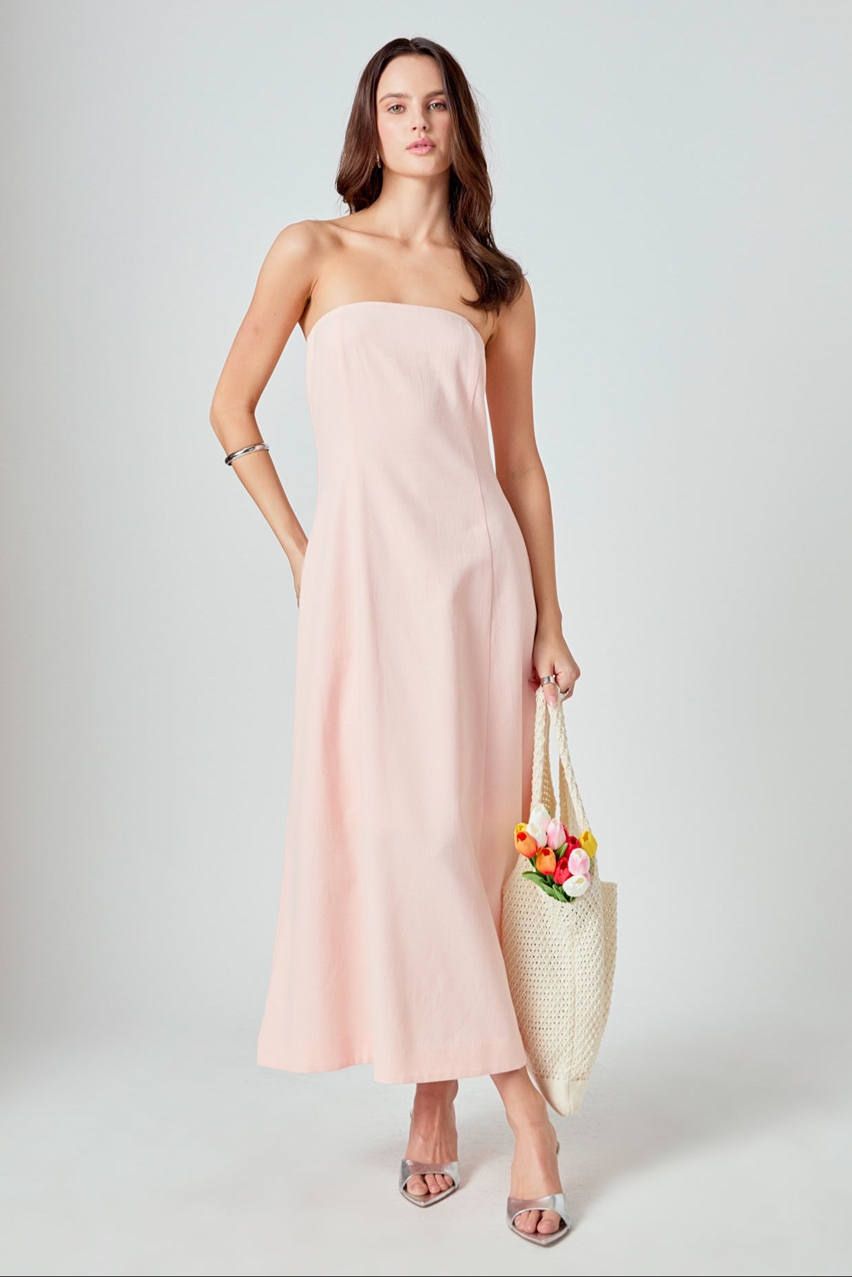 ENDLESS ROSE - Whitney Linen Strapless Dress - DRESSES available at Objectrare