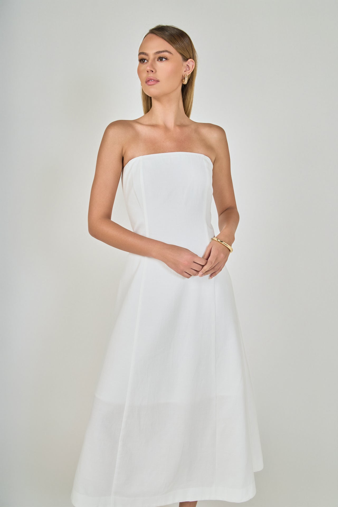 ENDLESS ROSE - Linen Strapless Dress - DRESSES available at Objectrare