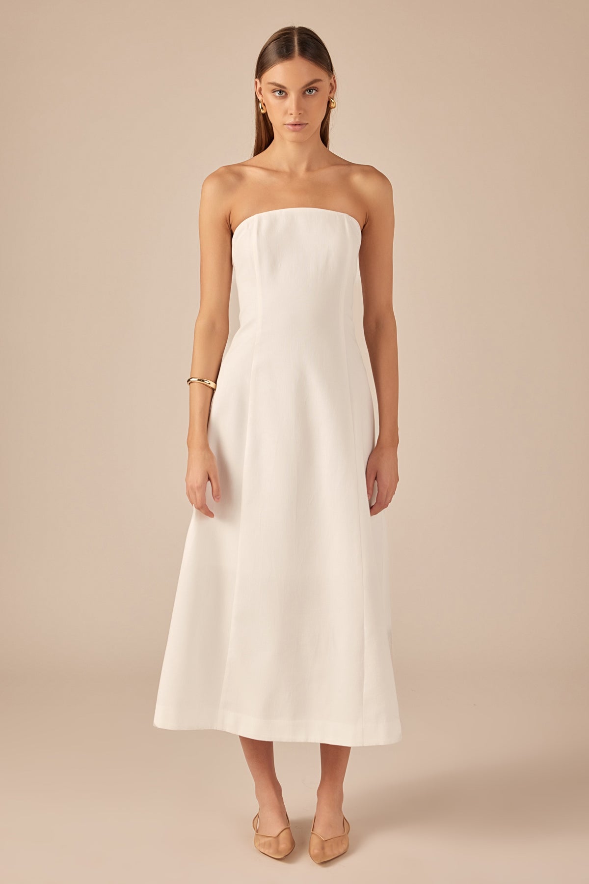 ENDLESS ROSE - Whitney Linen Strapless Dress - DRESSES available at Objectrare