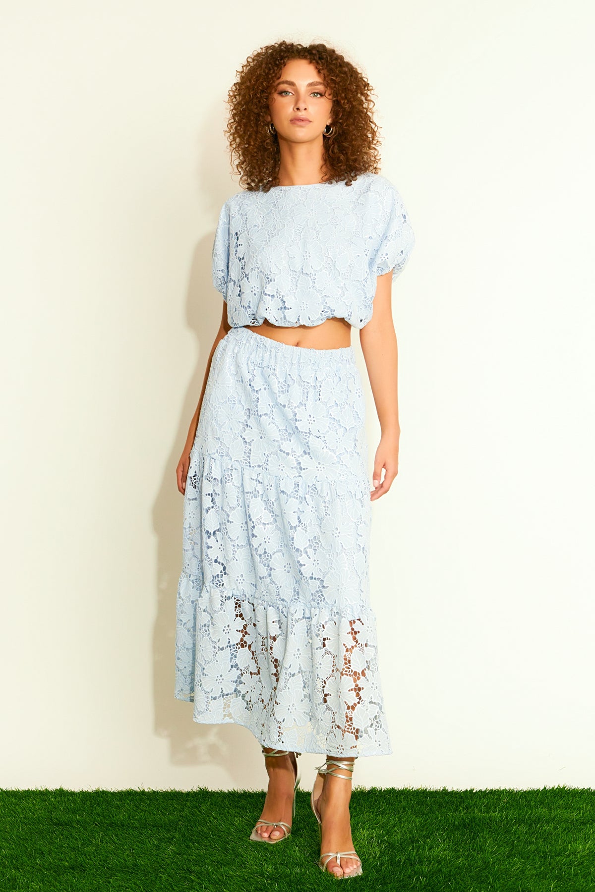 ENDLESS ROSE - Sequins Lace Maxi Skirt - SKIRTS available at Objectrare