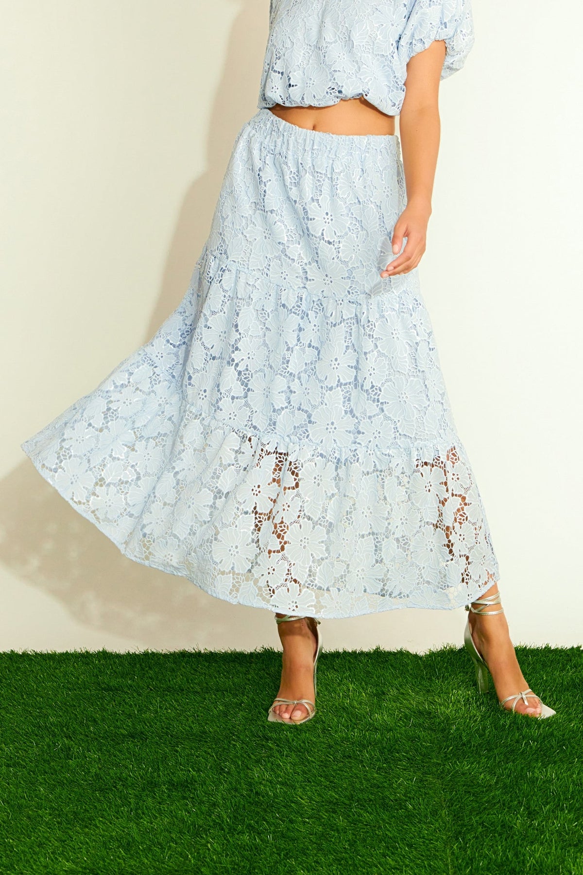 ENDLESS ROSE - Sequins Lace Maxi Skirt - SKIRTS available at Objectrare