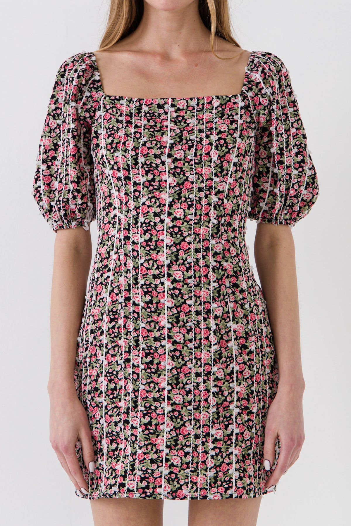 AFTER MARKET - After Market - Floral Print Mini Dress with Puff Sleeves - DRESSES available at Objectrare