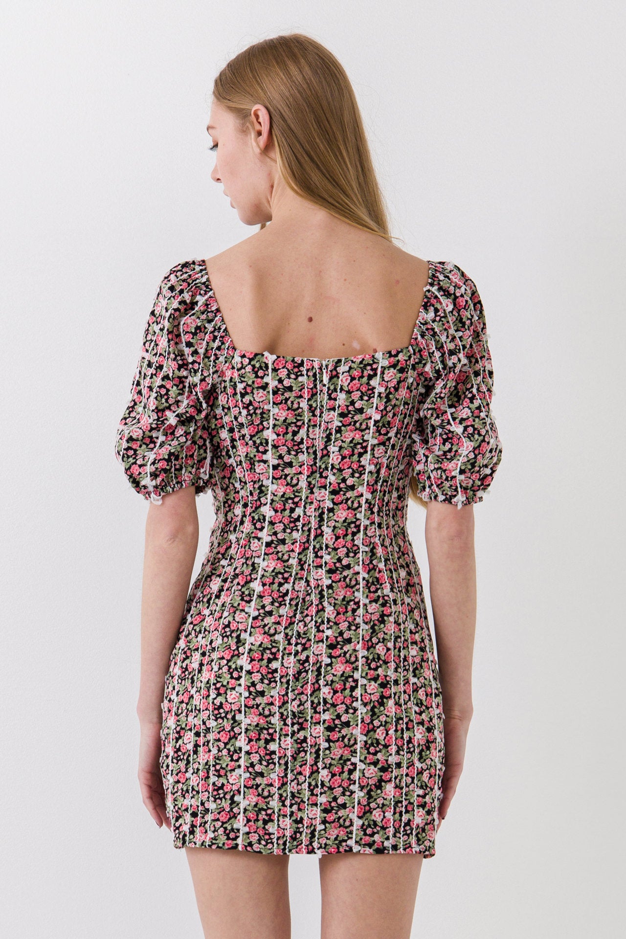 AFTER MARKET - After Market - Floral Print Mini Dress with Puff Sleeves - DRESSES available at Objectrare