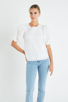 ENGLISH FACTORY - Textured Puff Sleeve Top - TOPS available at Objectrare