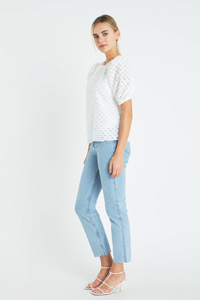 ENGLISH FACTORY - Textured Puff Sleeve Top - TOPS available at Objectrare