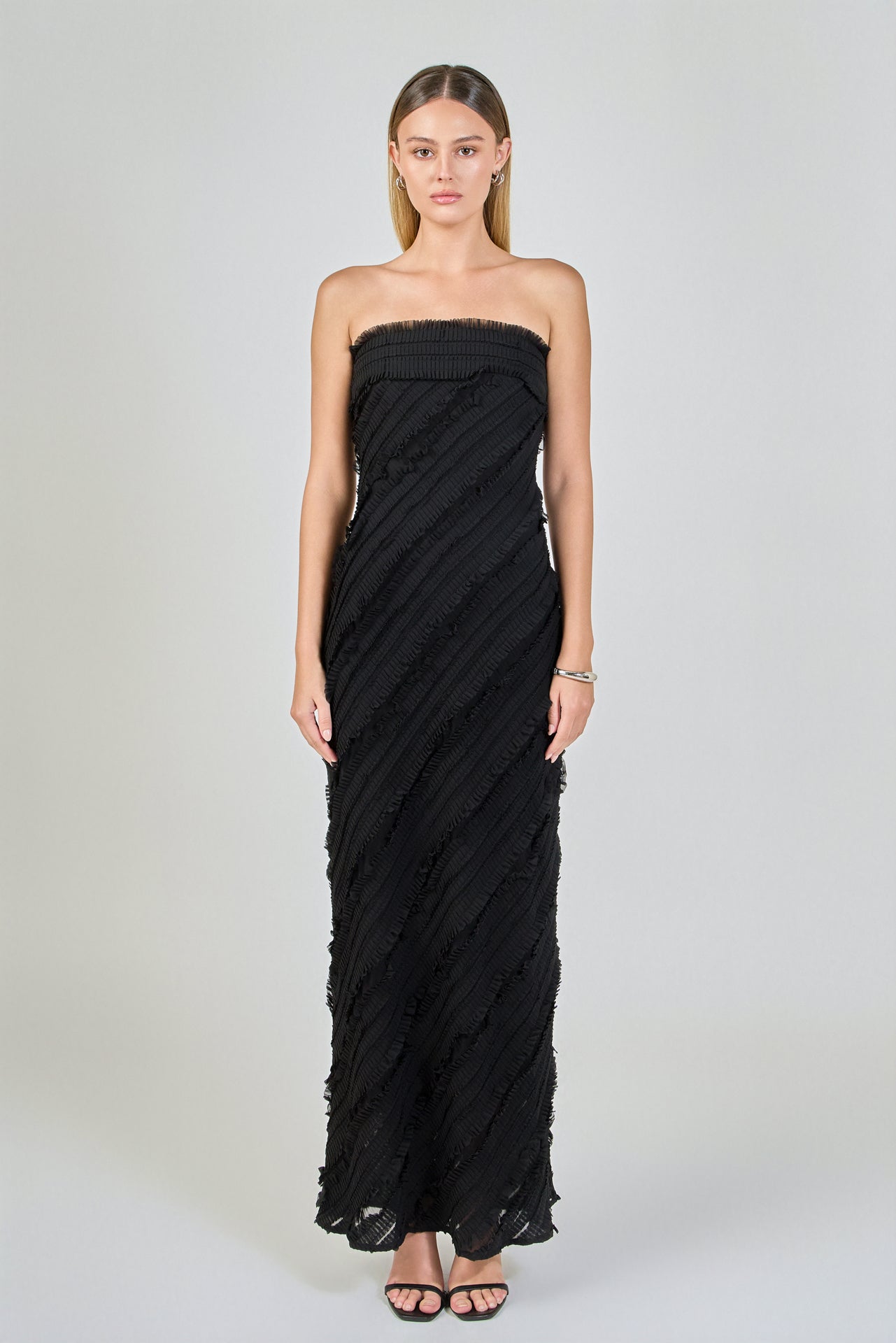 Endless Rose - Strapless Ruffled Maxi Dress PISTACHIO / L Endless Rose - Strapless Ruffled Maxi Dress PISTACHIO / L