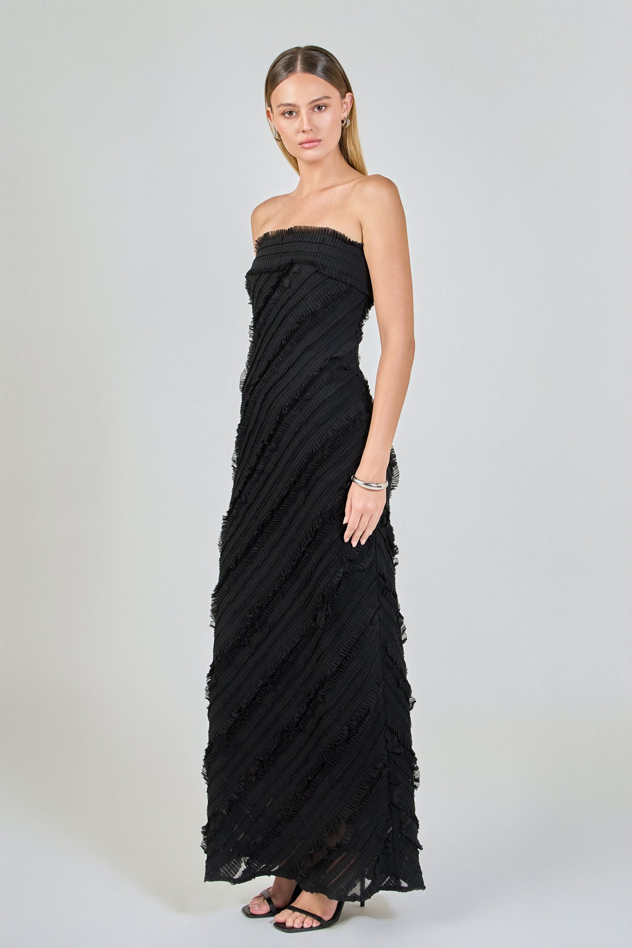 Strapless Ruffled Maxi Dress