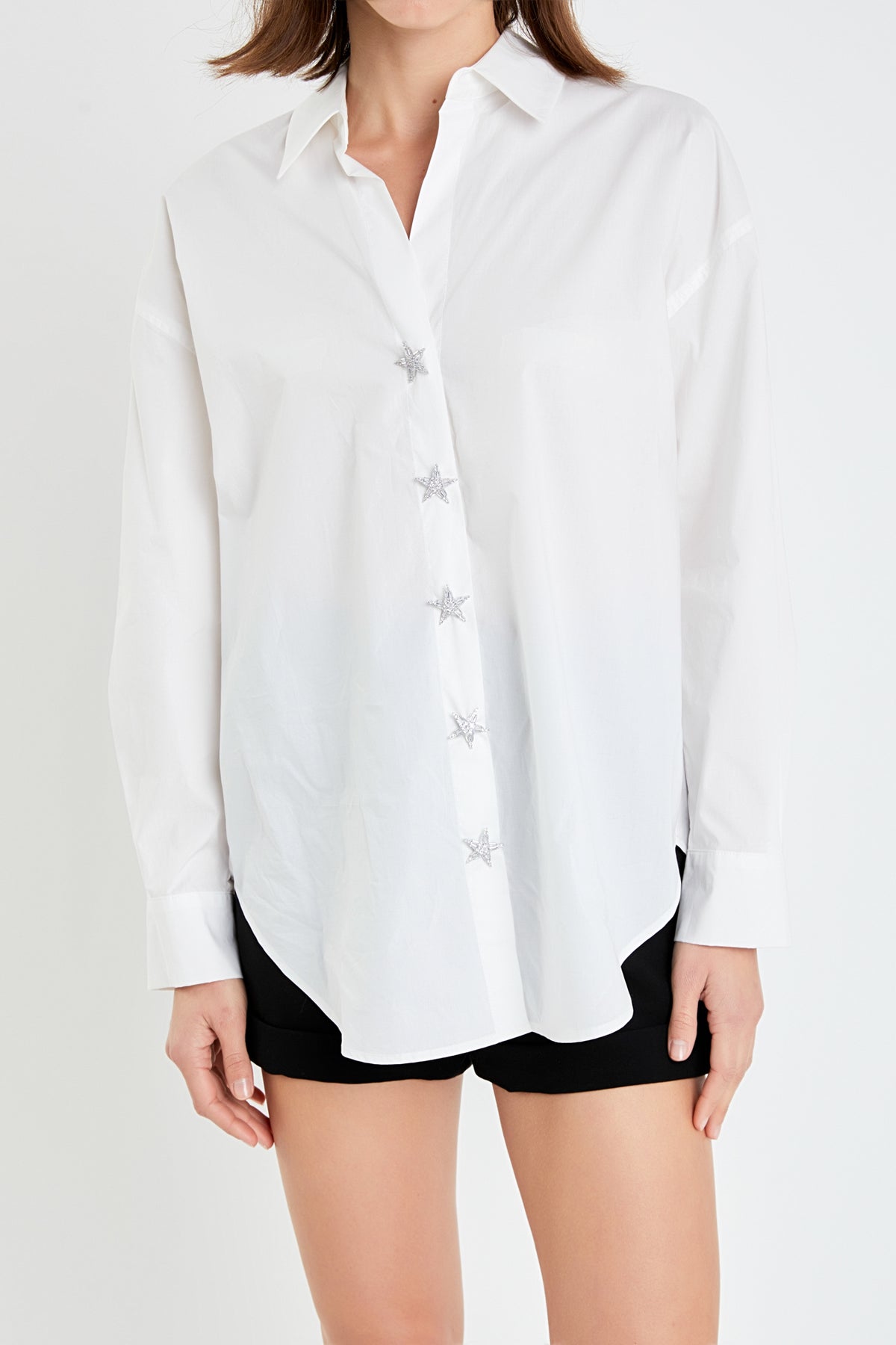 ENGLISH FACTORY - Oversized Collared Button Detail Shirt - SHIRTS & BLOUSES available at Objectrare