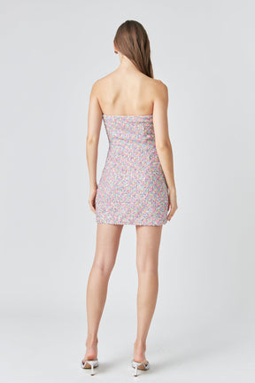 ENDLESS ROSE - Sequins Strapless Mini Dress - DRESSES available at Objectrare