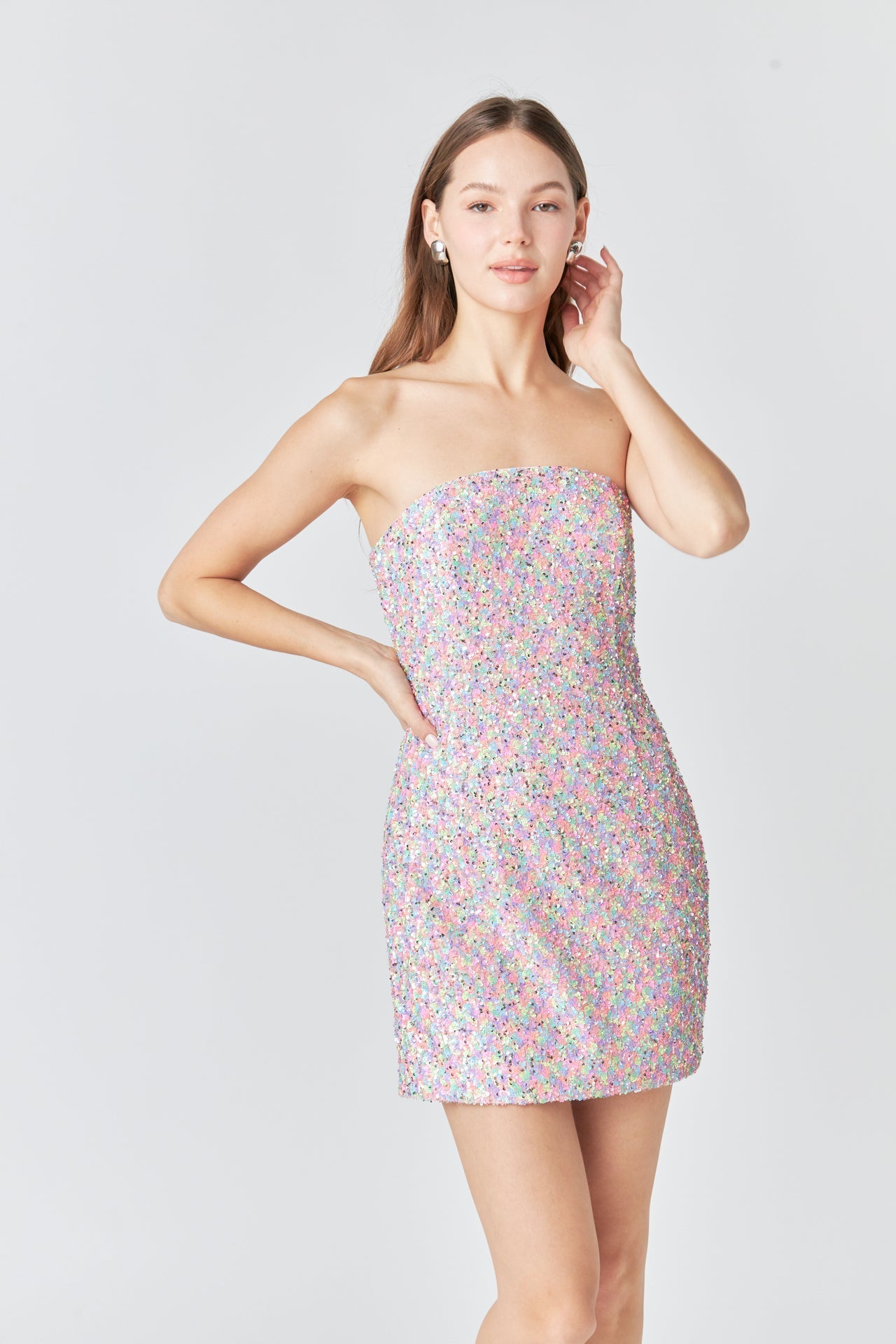 ENDLESS ROSE - Sequined Strapless Mini Dress - DRESSES available at Objectrare