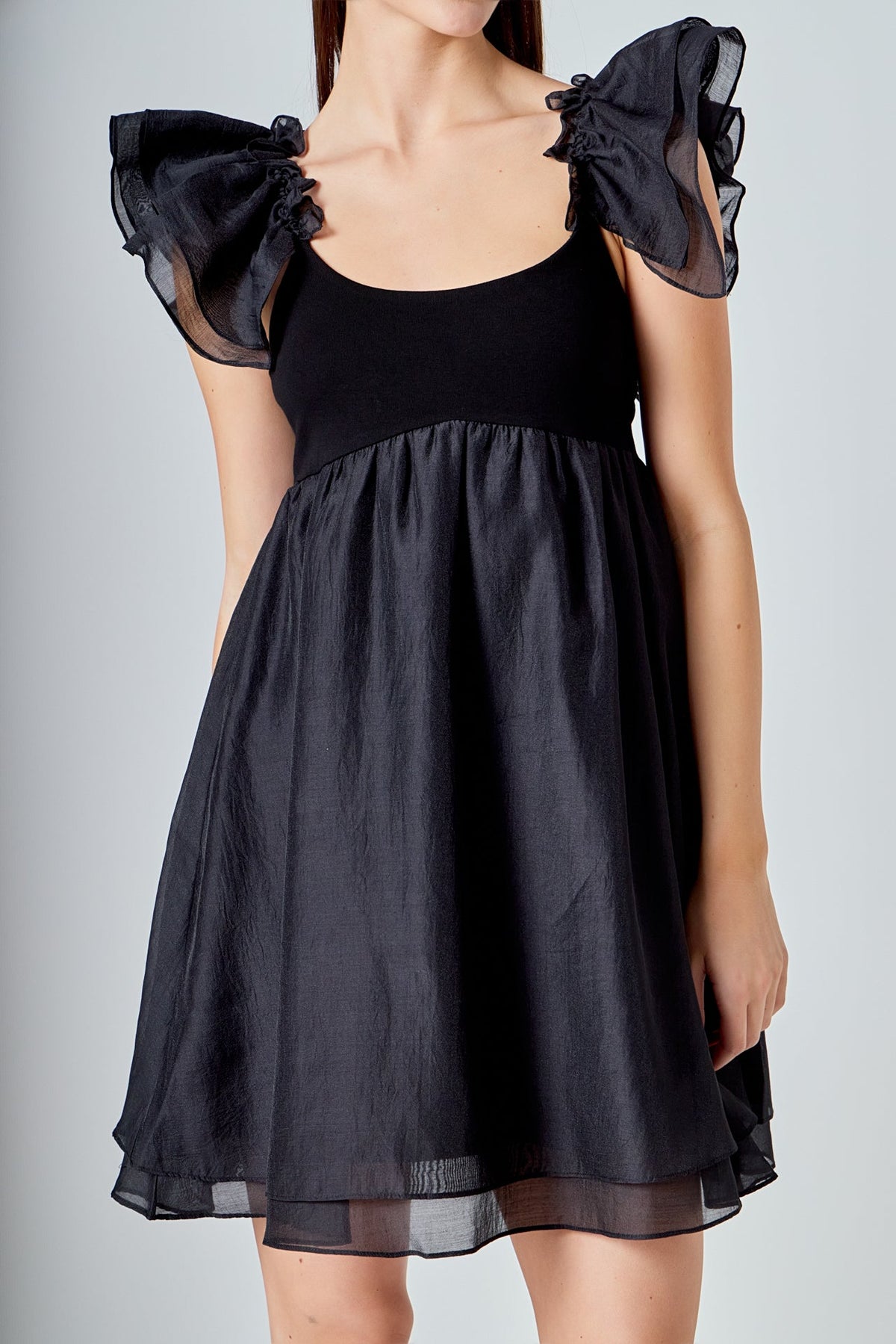 ENDLESS ROSE - Organza Sleeve Mini Dress - DRESSES available at Objectrare