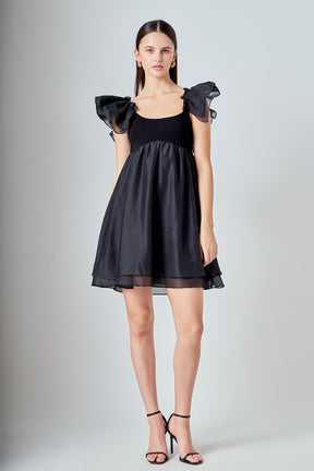 ENDLESS ROSE - Organza Sleeve Mini Dress - DRESSES available at Objectrare