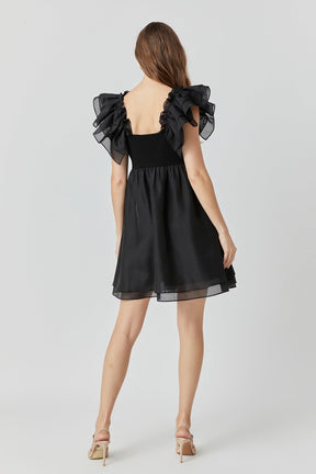 ENDLESS ROSE - Endless Rose - Organza Sleeve Mini Dress - DRESSES available at Objectrare