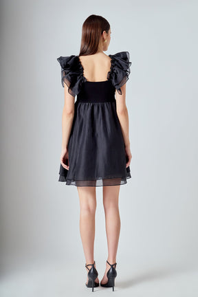 ENDLESS ROSE - Organza Sleeve Mini Dress - DRESSES available at Objectrare