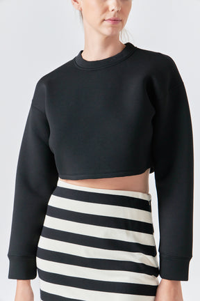 GREY LAB - Cropped Pullover Sweatshirt - HOODIES & SWEATSHIRTS available at Objectrare