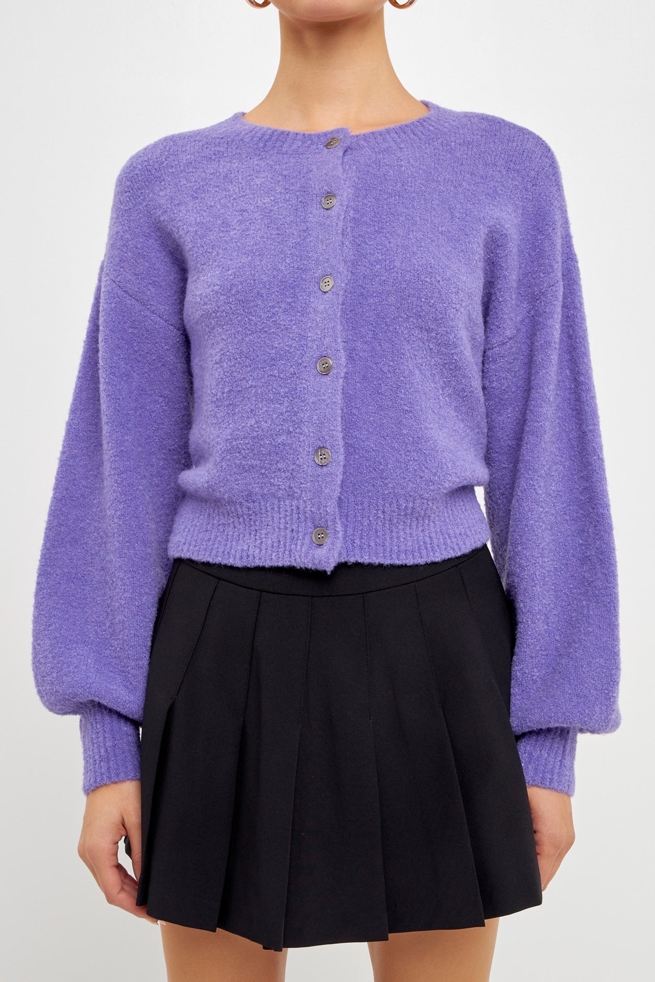 Puff Sleeve Knit Cardigan