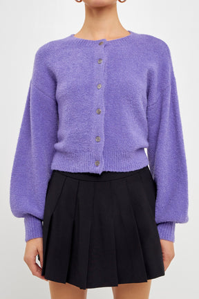 Puff Sleeve Knit Cardigan