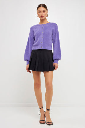 Puff Sleeve Knit Cardigan