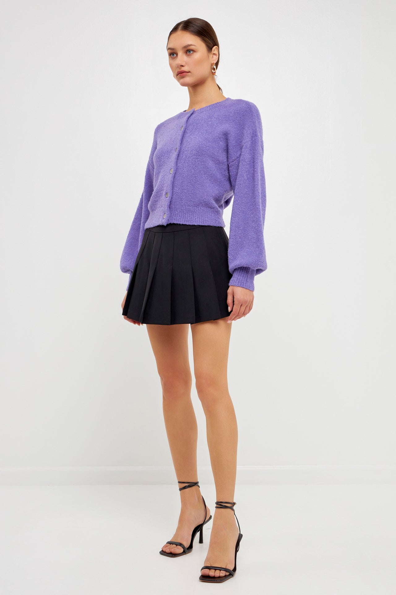 Puff Sleeve Knit Cardigan